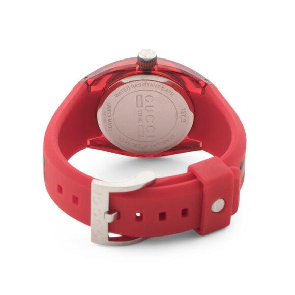 GUCCI Red Women's Swiss Made Sync Rubber Band Watch - Picture 2 of 2
